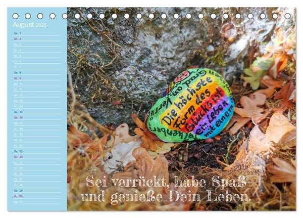 Produktbild: Achtsamkeitssteine - Inspirationen & Mutmacher-Spr&uuml;che f&uuml;r Dich (Tischkalender 2026 DIN A5 quer), CALVENDO Monatskalender