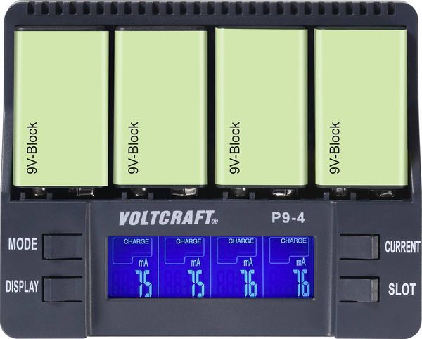 Produktbild: VOLTCRAFT P9-4 9V-Block-Ladeger&auml;t NiCd, NiMH, LiIon 9V Block