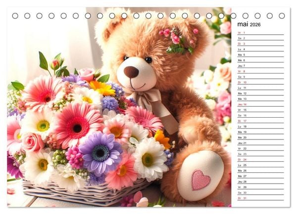 Produktbild: Un voyage enchant&eacute; au pays des oursons -Des oursons cr&eacute;&eacute;s par l'IA (Calendrier de bureau 2026 DIN A5 vertical), CALVENDO calendrier mensuel