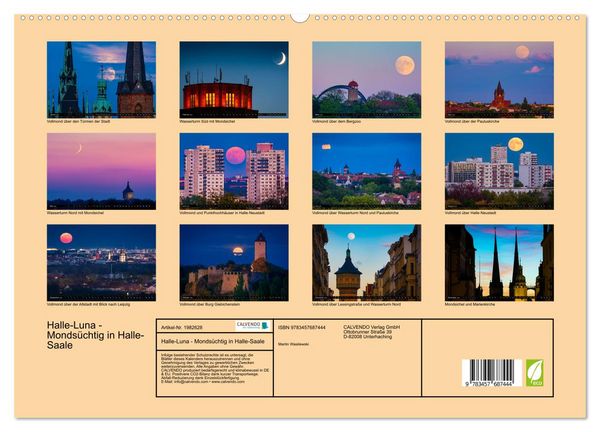 Produktbild: Halle-Luna - Monds&uuml;chtig in Halle-Saale (hochwertiger Premium Wandkalender 2026 DIN A2 quer), Kunstdruck in Hochglanz
