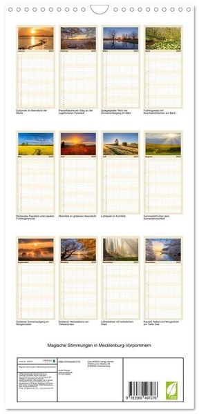 Produktbild: Familienplaner 2027 - Magische Stimmungen in Mecklenburg-Vorpommern mit 5 Spalten (Wandkalender, 21 x 45 cm) CALVENDO