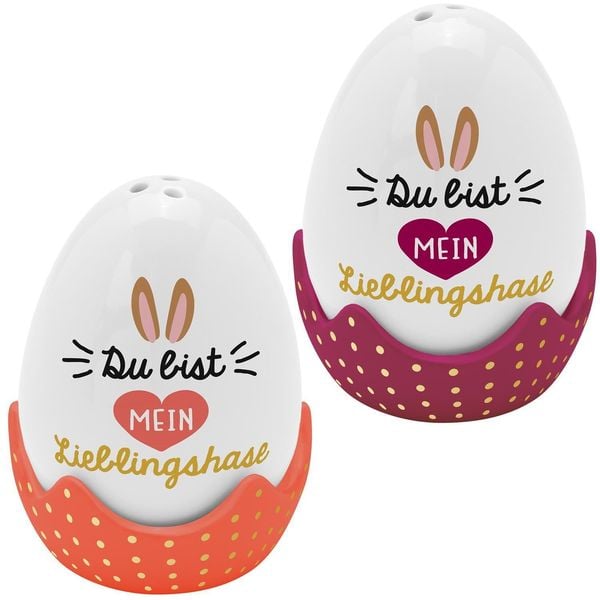 Eierbecher-Streuer-Set "Du bist mein Lieblingshase"