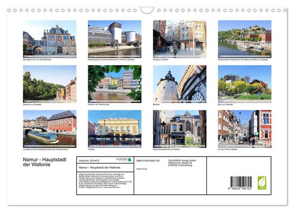 Produktbild: Namur - Hauptstadt der Wallonie (Wandkalender 2026 DIN A3 quer), CALVENDO Monatskalender