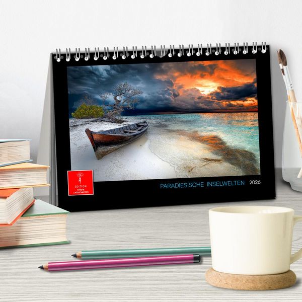 Produktbild: Paradiesische Inselwelten (Tischkalender 2026 DIN A5 quer), CALVENDO Monatskalender