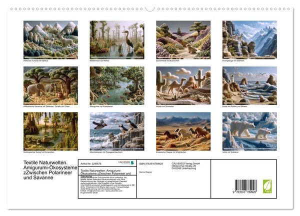 Produktbild: Textile Naturwelten. Amigurumi-&Ouml;kosysteme zZwischen Polarmeer und Savanne (hochwertiger Premium Wandkalender 2027 DIN A2 quer), Kunstdruck in Hochglanz