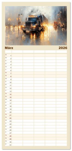 Produktbild: Familienplaner 2026 - Giganten der Stra&szlig;e mit 5 Spalten (Wandkalender, 21 x 45 cm) CALVENDO