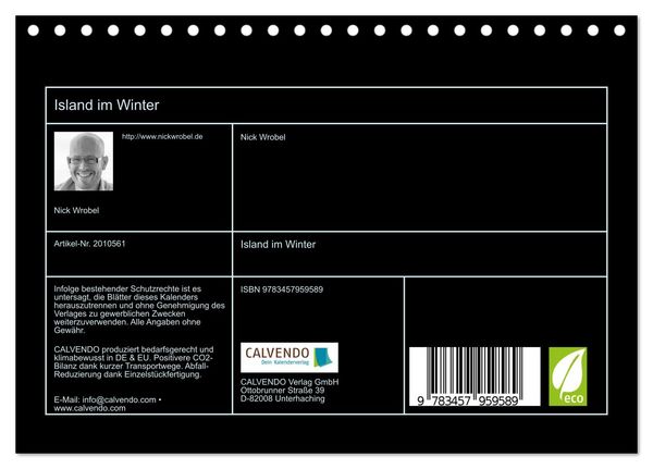 Produktbild: Island im Winter (Tischkalender 2026 DIN A5 quer), CALVENDO Monatskalender