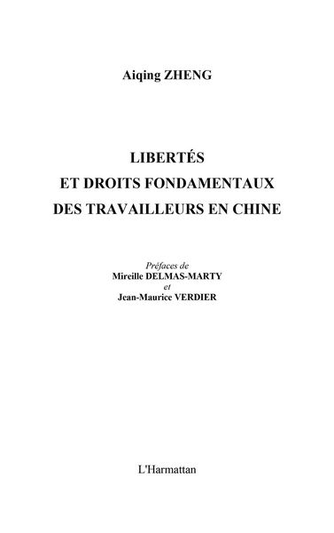 Produktbild: Liberte et droits fondamentaux des travailleurs en chine