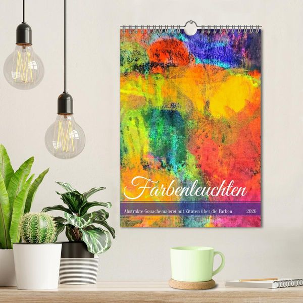 Produktbild: Farbenleuchten - Abstrakte Gouachemalerei mit Zitaten &uuml;ber die Farben (Wandkalender 2026 DIN A4 hoch), CALVENDO Monatskalender