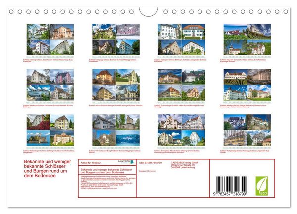 Produktbild: Bekannte und weniger bekannte Schl&ouml;sser und Burgen rund um dem Bodensee (Wandkalender 2026 DIN A4 quer), CALVENDO Monatskalender