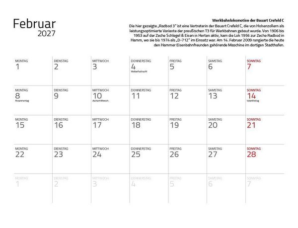 Produktbild: Dampfloks in Farbe 2027 Eintragkalender