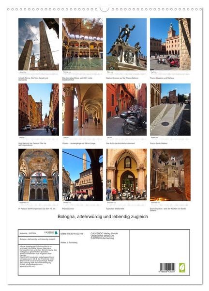 Produktbild: Bologna, altehrw&uuml;rdig und lebendig zugleich (Wandkalender 2026 DIN A2 hoch), CALVENDO Monatskalender