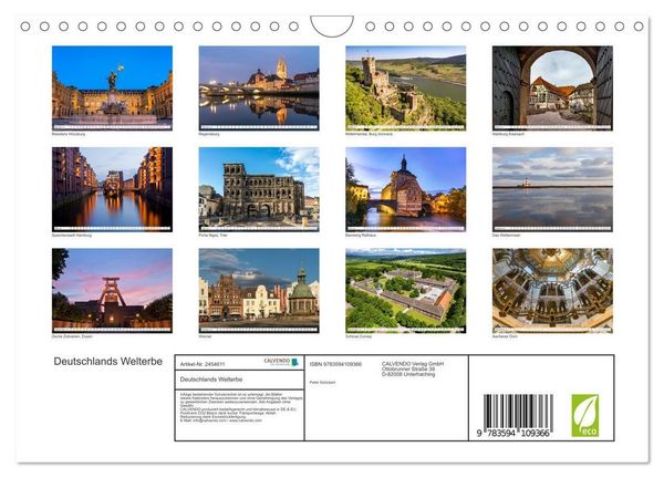 Produktbild: Deutschlands Welterbe (Wandkalender 2027 DIN A4 quer), CALVENDO Monatskalender