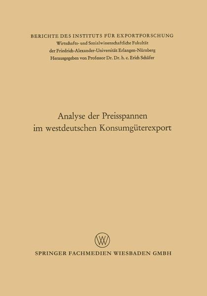 Produktbild: Analyse der Preisspannen im westdeutschen Konsumg&uuml;terexport