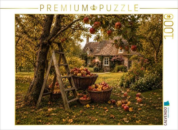 CALVENDO Puzzle Apfelernte im Landhausgarten | 1000 Teile Lege-Größe 64x48cm Foto-Puzzle für glückliche Stunden