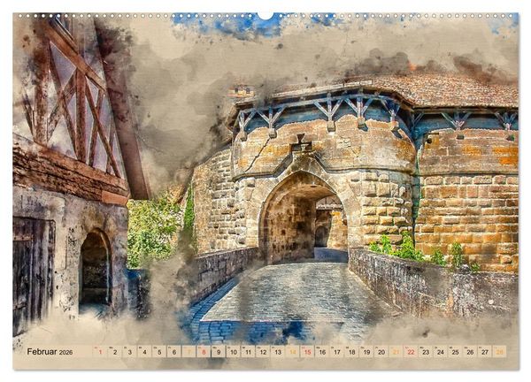 Produktbild: Romantische St&auml;dte - Rothenburg ob der Tauber (hochwertiger Premium Wandkalender 2026 DIN A2 quer), Kunstdruck in Hochglanz