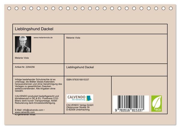 Produktbild: Lieblingshund Dackel (Tischkalender 2027 DIN A5 quer), CALVENDO Monatskalender
