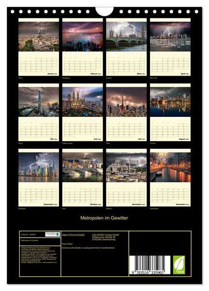 Produktbild: Metropolen im Gewitter (Wandkalender 2026 DIN A4 hoch), CALVENDO Monatskalender