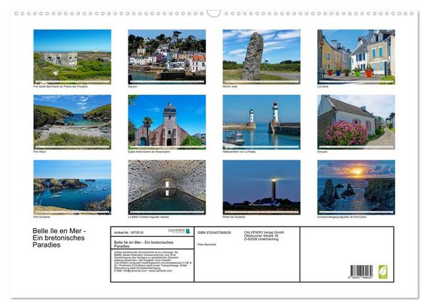 Produktbild: Belle Ile en Mer - Ein bretonisches Paradies (Wandkalender 2026 DIN A2 quer), CALVENDO Monatskalender