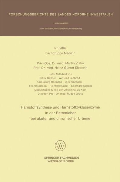 Produktbild: Harnstoffsynthese und Harnstoffzyklusenzyme in der Rattenleber bei akuter und chronischer Ur&auml;mie