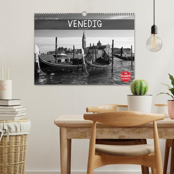 Produktbild: Venedig schwarz-wei&szlig; (Wandkalender 2026 DIN A3 quer), CALVENDO Monatskalender