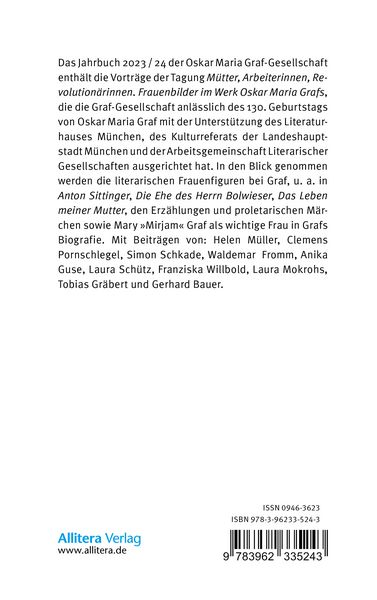 Produktbild: Jahrbuch 2023/2024 der Oskar Maria Graf-Gesellschaft