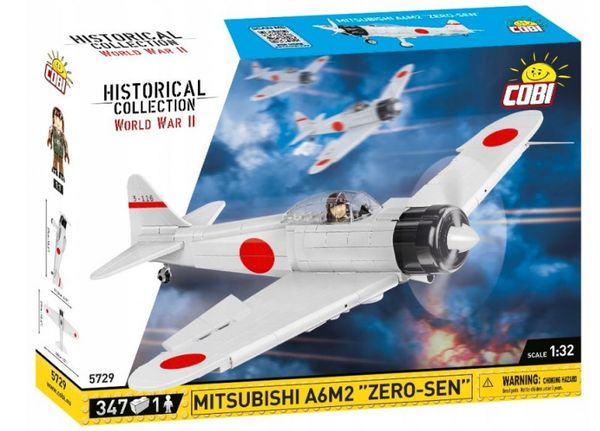 COBI 5729 - Historical Collection, WWII, Mitsubishi A6M2 Zero-Sen, Jagdflugzeug, Bausatz,, 1 Figur