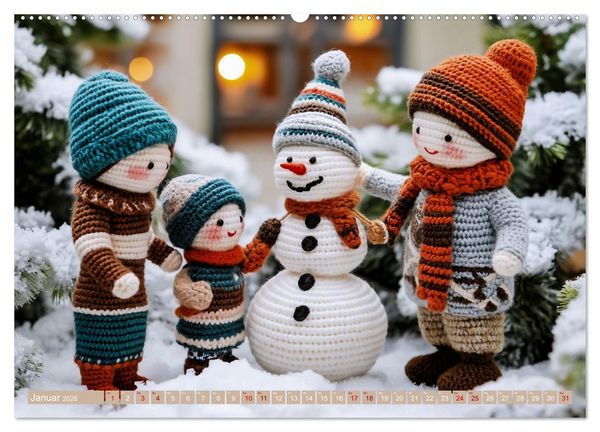 Produktbild: Amigurumi Moments. Ein fantastischer Familienalltag (hochwertiger Premium Wandkalender 2026 DIN A2 quer), Kunstdruck in Hochglanz
