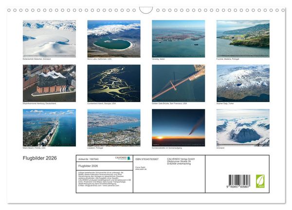 Produktbild: Flugbilder 2026 (Wandkalender 2026 DIN A3 quer), CALVENDO Monatskalender