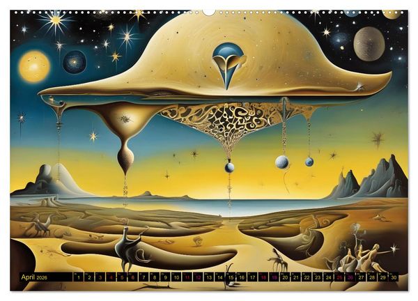 Produktbild: Erde, Sonne, Mond und Sterne Surrealistische Kunstwerke (Wandkalender 2026 DIN A2 quer), CALVENDO Monatskalender