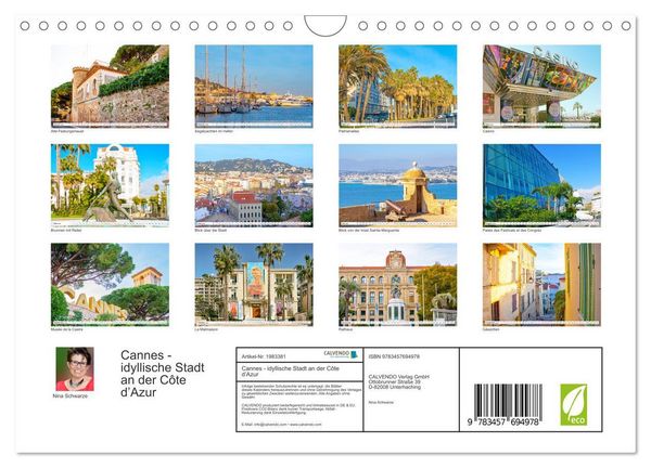 Produktbild: Cannes - idyllische Stadt an der C&ocirc;te d&rsquo;Azur (Wandkalender 2026 DIN A4 quer), CALVENDO Monatskalender