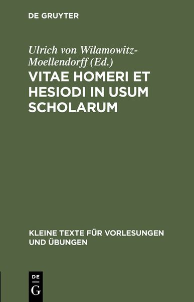 Produktbild: Vitae Homeri et Hesiodi in usum scholarum