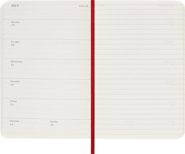 Produktbild: Moleskine 12 Monate Wochen Notizkalender 2027, Pocket/A6, 1 Wo = 1 Seite, rechts linierte Seite, Weicher Einband, Scharlachrot