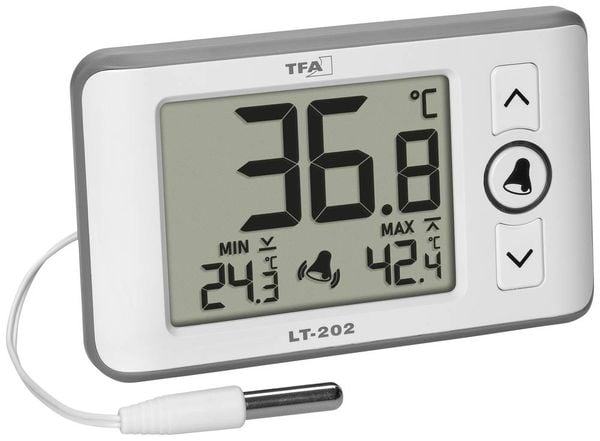 TFA Dostmann Digitales Profi-Thermometer mit Kabelfühler LT 202 Thermometer Weiß 30.1052.02