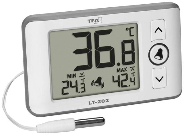 TFA Dostmann Digitales Profi-Thermometer mit Kabelfühler LT 202 Thermometer Weiß