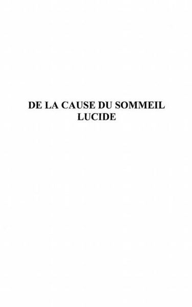 Produktbild: De la cause du sommeil lucide