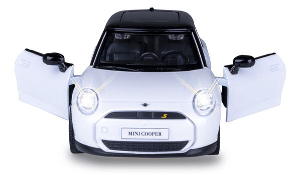 Produktbild: BMW Mini Cooper Diecast 1:28 wei&szlig; inkl. Knopfzellen