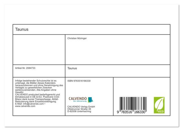 Produktbild: Taunus (Tischkalender 2026 DIN A5 quer), CALVENDO Monatskalender
