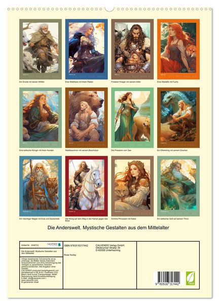 Produktbild: Die Anderswelt. Mystische Gestalten aus dem Mittelalter (hochwertiger Premium Wandkalender 2026 DIN A2 hoch), Kunstdruck in Hochglanz