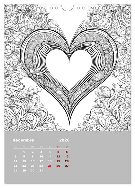 Produktbild: Coloriage (Calendrier mural 2026 DIN A4 horizontal), CALVENDO calendrier mensuel