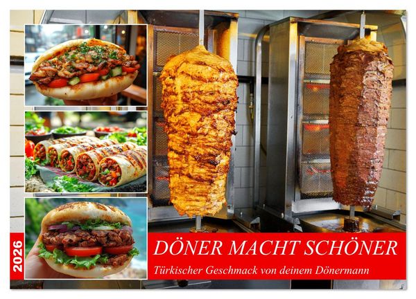 Produktbild: D&ouml;ner macht sch&ouml;ner, t&uuml;rkischer Geschmack von deinem D&ouml;nermann (Wandkalender 2026 DIN A3 quer), CALVENDO Monatskalender
