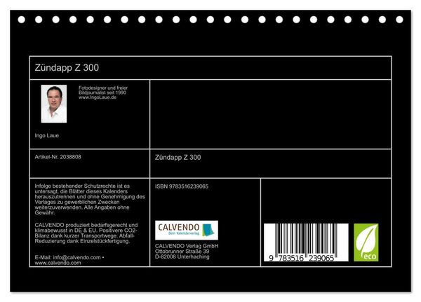 Produktbild: Z&uuml;ndapp Z 300 (Tischkalender 2026 DIN A5 quer), CALVENDO Monatskalender