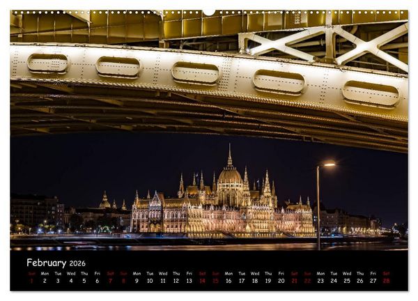 Produktbild: Danube River Nightlights (High Quality Premium Wall Calendar 2026 DIN A2 landscape),CALVENDO 12 Month Wall Calendar
