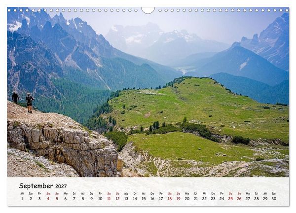 Produktbild: Drei Zinnen-Wanderung: Vom Misurinasee bis nach oben zum Rienzplateau (Wandkalender 2027 DIN A3 quer), CALVENDO Monatskalender
