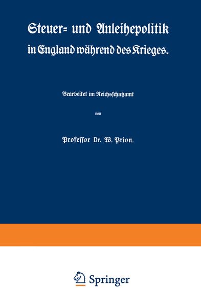 Produktbild: Steuer- und Anleihepolitik in England w&auml;hrend des Krieges