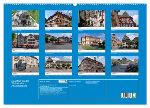 Produktbild: Neustadt an der Weinstra&szlig;e - Ansichtssache (Wandkalender 2026 DIN A2 quer), CALVENDO Monatskalender
