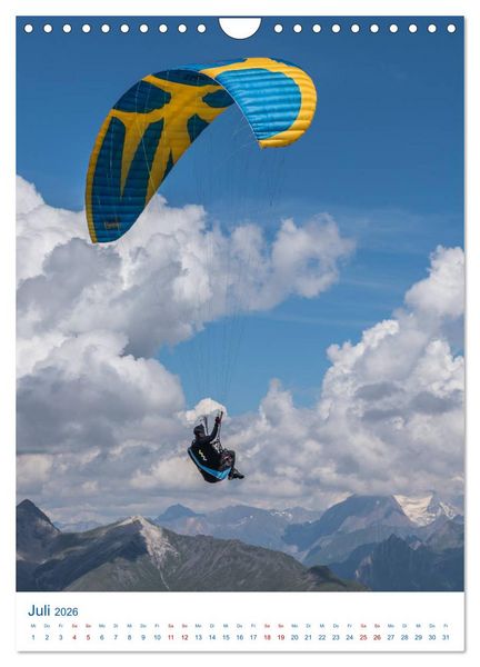 Produktbild: Paragliding - von gr&uuml;nen Wiesen zu schroffen Gletschen (Wandkalender 2026 DIN A4 hoch), CALVENDO Monatskalender