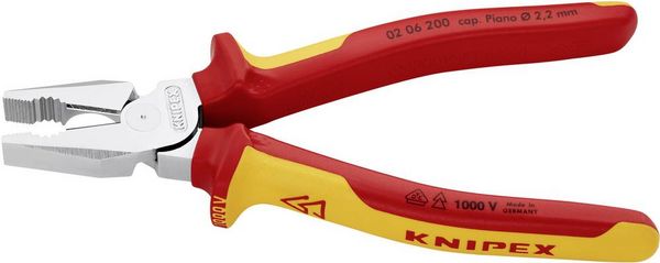 Produktbild: Knipex 02 06 200 VDE Kraft-Kombizange 200mm DIN ISO 5746, DIN EN 60900