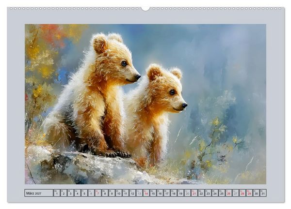 Produktbild: Braunb&auml;ren. Teddy-Familie im Einklang mit der Natur (hochwertiger Premium Wandkalender 2027 DIN A2 quer), Kunstdruck in Hochglanz