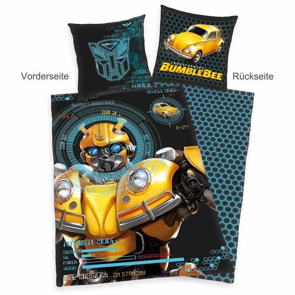 Transformers 4403207050 - Bumblebee Bettwäsche, 80x80 cm + 135x200 cm, 100% Baumwolle